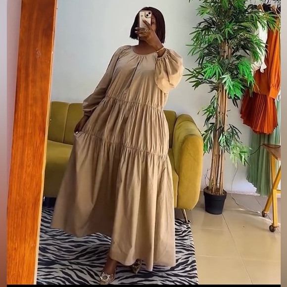 Blogger Favorite- Zara Long Sleeve Tiered Dress in Camel - Picture 4 of 10